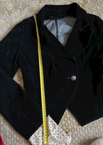 Düğmeli Siyah Süet Kadın Blazer Ceket - Görsel 4