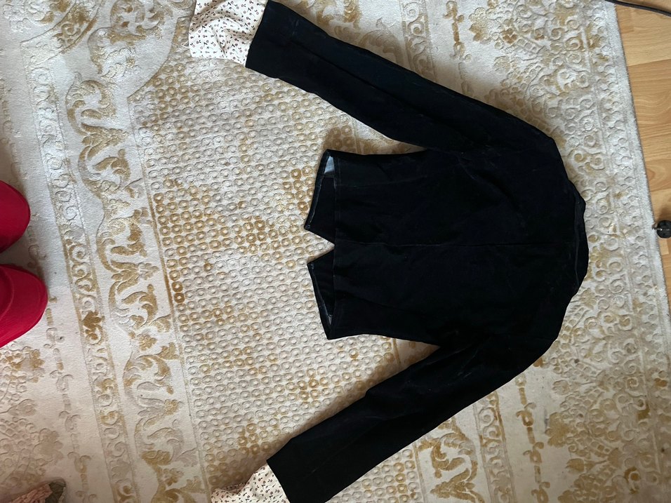 Düğmeli Siyah Süet Kadın Blazer Ceket - Görsel 5