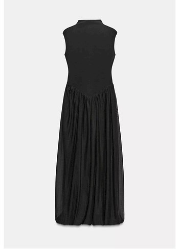 Zara Siyah Drapeli Uzun Elbise - Görsel 4