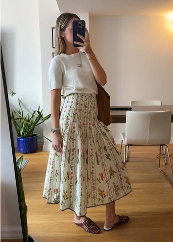 Bohem Pileli Uzun Kadın Etek - Görsel 8