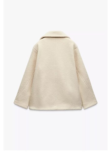 Zara Kadın Beyaz Düğmeli Midi Kaban