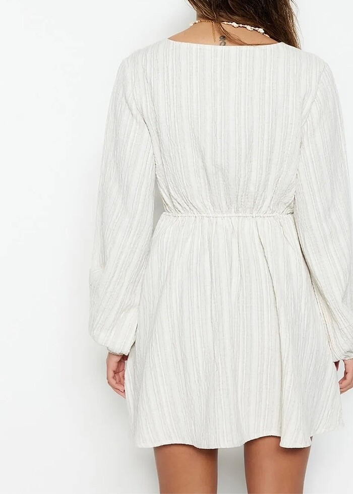 Keten karışım elbise - Görsel 3