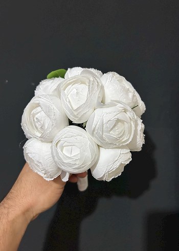 Dantelli Beyaz Minimalist Gelin Buketi - Görsel 2