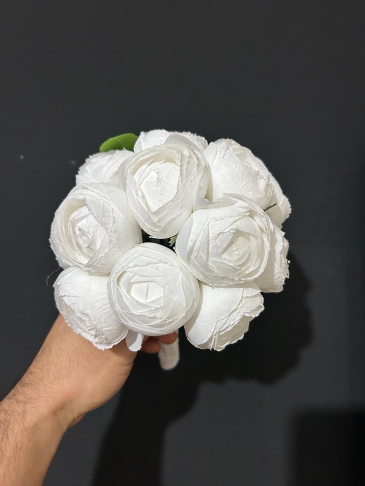 Dantelli Beyaz Minimalist Gelin Buketi - Görsel 2