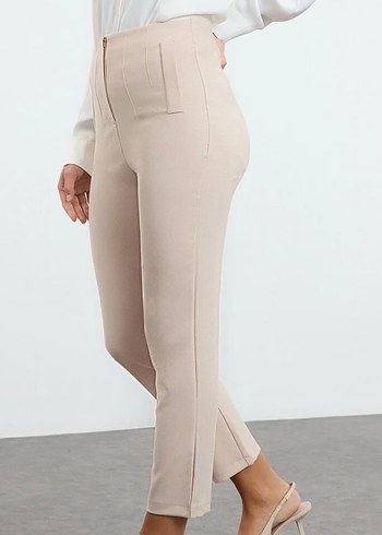 Bej Midi Kadın Kumaş Pantolon - Görsel 3