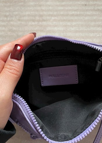 Fermuarlı Mor Deri Kadın Çantası - Görsel 2