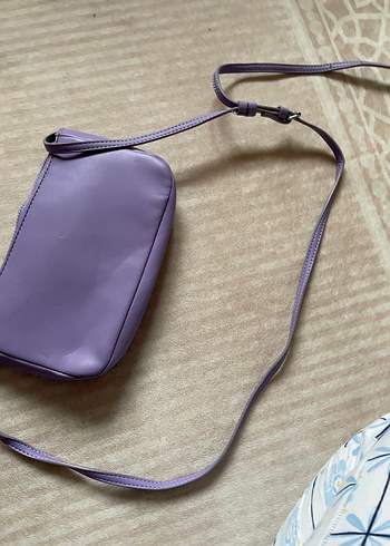 Fermuarlı Mor Deri Kadın Çantası - Görsel 3