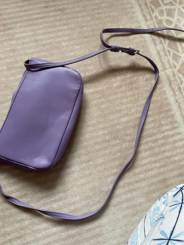 Fermuarlı Mor Deri Kadın Çantası - Görsel 3