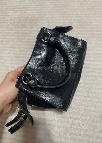 Siyah Deri Goth Kadın Çanta - Görsel 3