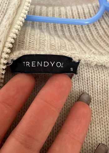 Gri Çizgili Yüksek Yakalı Örgü Kadın Kazak - Görsel 2