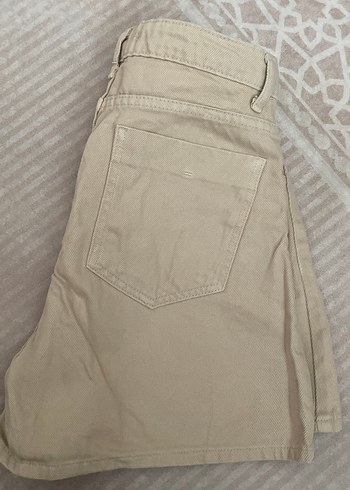 Bej Pamuklu Mini Rahat Kesim Şort - Görsel 4