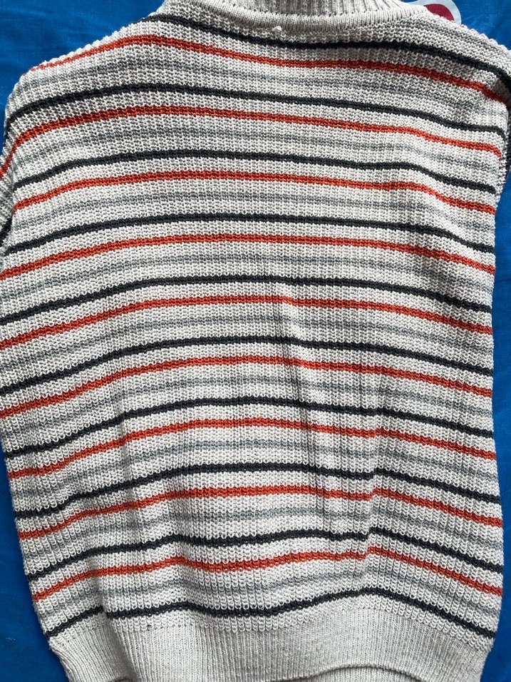 Gri Çizgili Örgü Kadın Kazak - Görsel 3