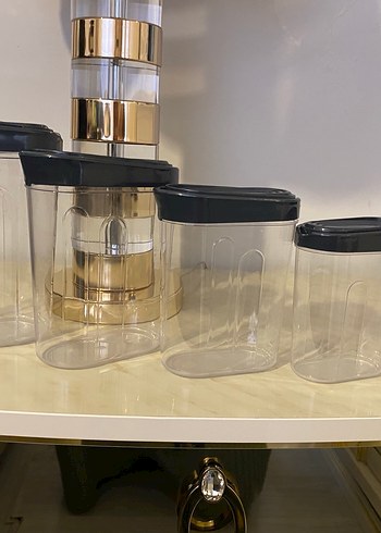 Beşli Gri Kapaklı Beyaz Saklama Kabı Seti - Görsel 5