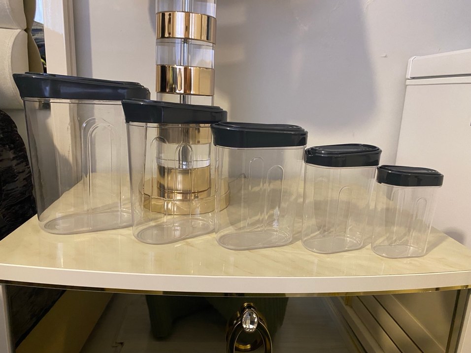 Beşli Gri Kapaklı Beyaz Saklama Kabı Seti - Görsel 5