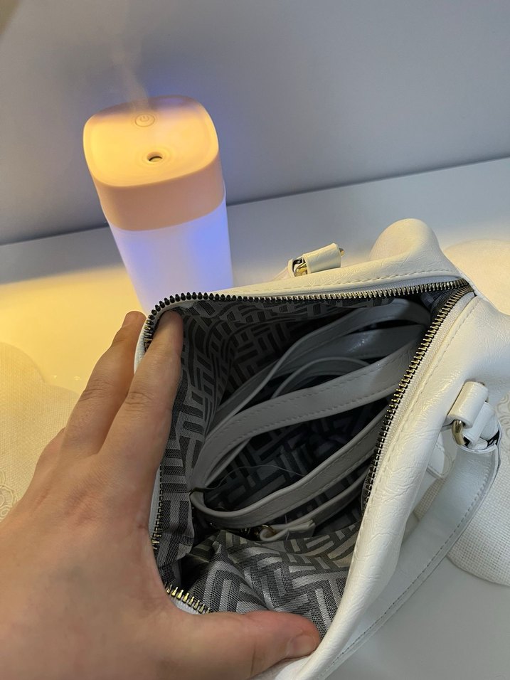 Beyaz Deri Tokalı Kadın Çanta - Görsel 3