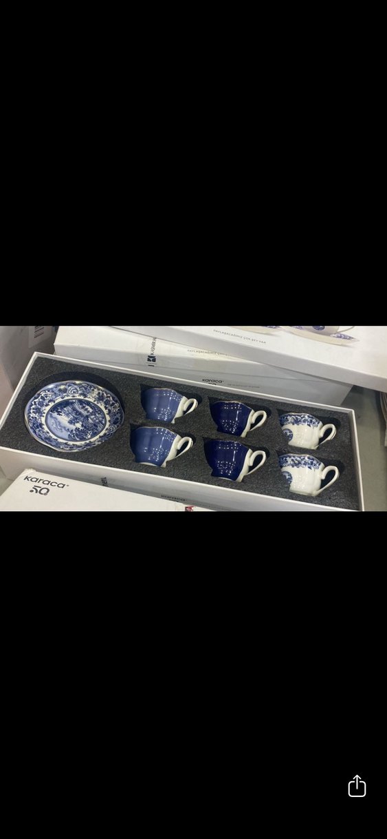 Mavi Desenli 6'lı Kahve Fincanı Seti - Görsel 4