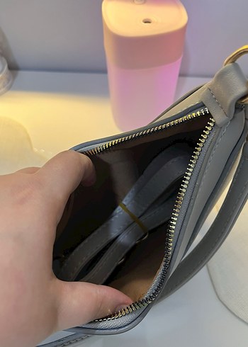 Gri Deri Kadın Omuz Çantası - Görsel 3