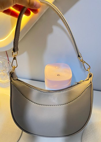 Gri Deri Kadın Omuz Çantası - Görsel 2