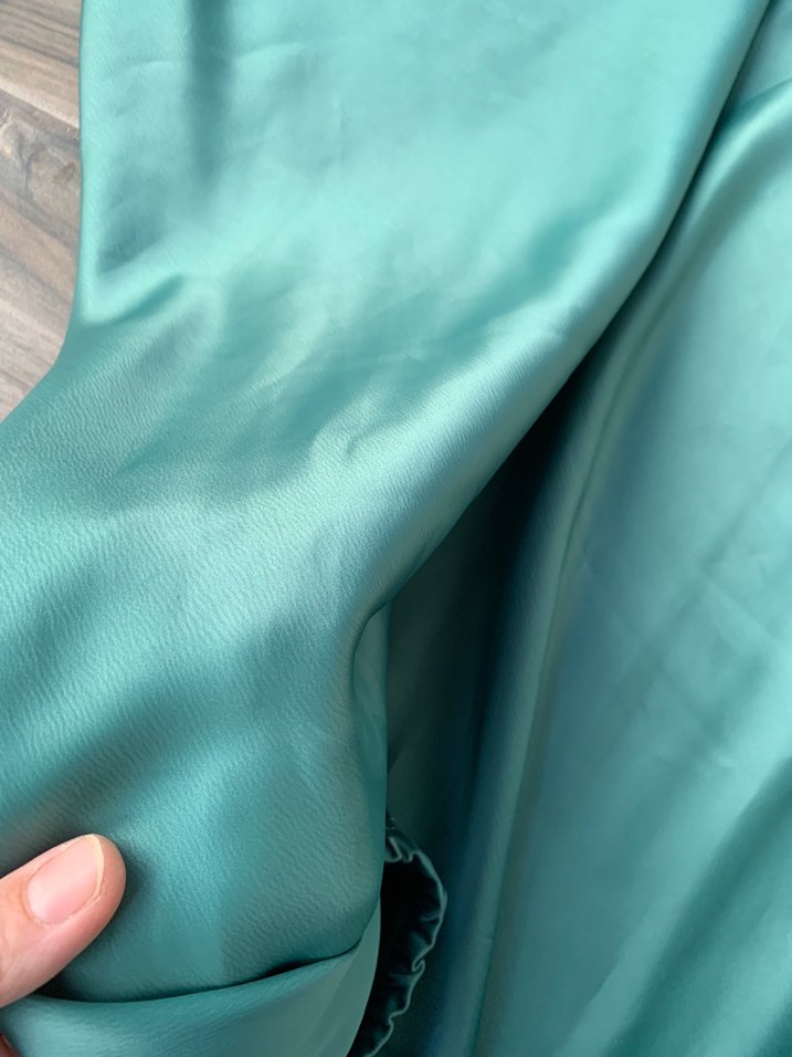 Turkuaz Saten Salaş Hamile Etek - Görsel 4