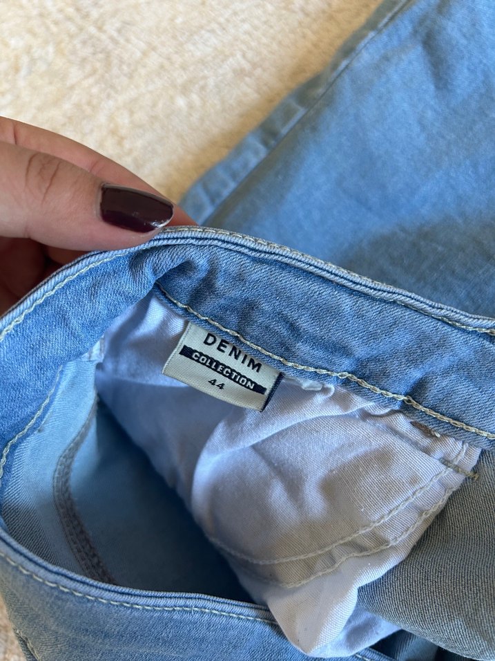 Mavi Rahat Kesim Mini Kot Şort - Görsel 4