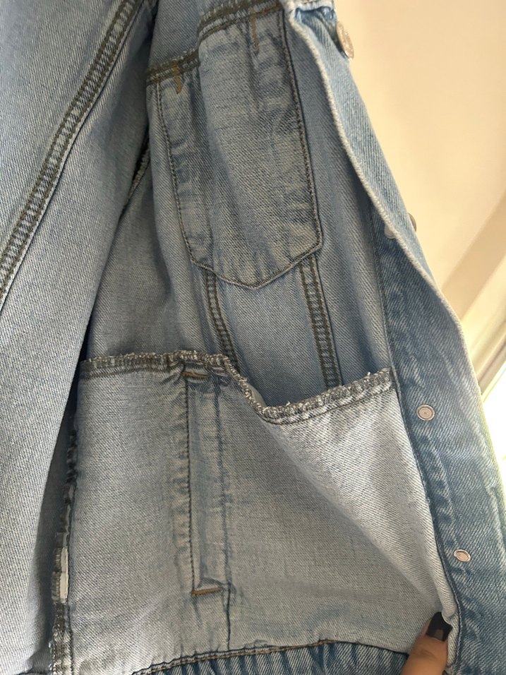 Kadın Mavi Düğmeli Denim Ceket - Görsel 5