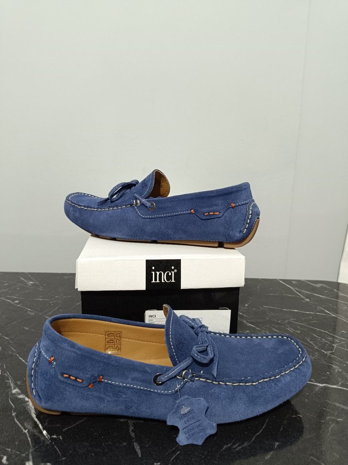 Mavi Süet Erkek Loafer Ayakkabı - Görsel 2