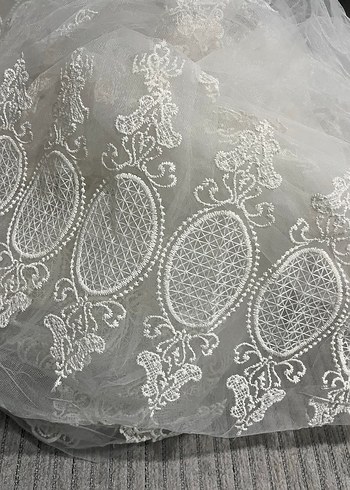 Bohem A Kesim Beyaz Dantel tül - Görsel 3