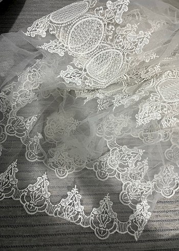 Bohem A Kesim Beyaz Dantel tül - Görsel 2