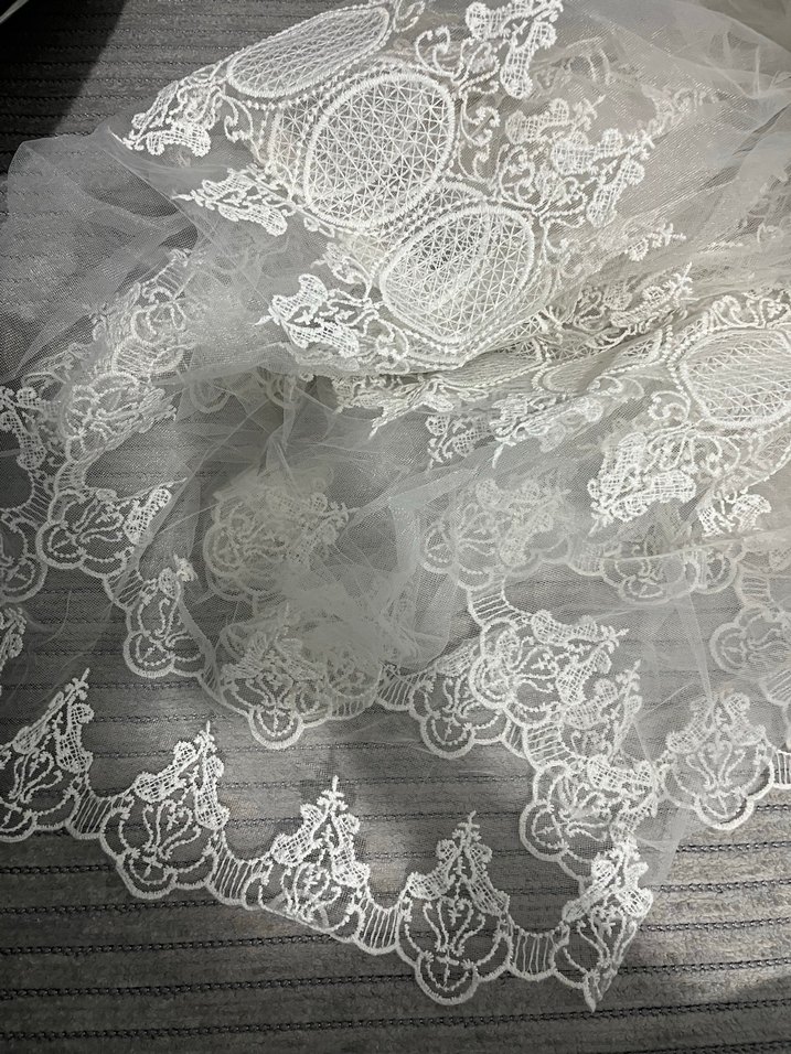 Bohem A Kesim Beyaz Dantel tül - Görsel 2
