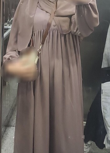 s Beden kahverengi Renk Medine ipeği elbise