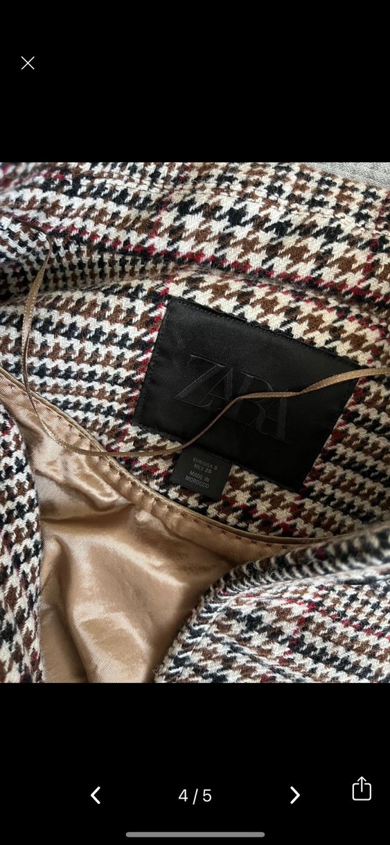 Zara Ekose Kadın Kaban Ceket - Görsel 4