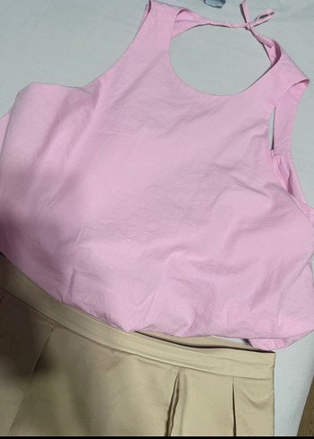 Pileli Loose Fit Mini Etek - Açık Pembe - Görsel 4