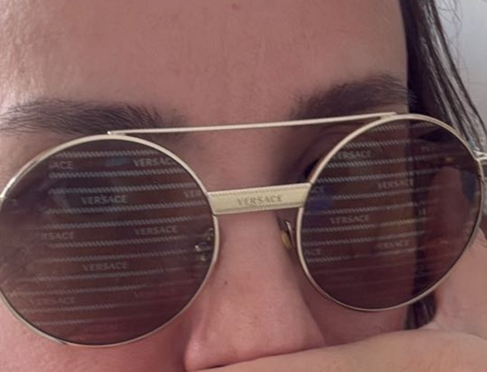 Zincir Detaylı Bej Kadın Güneş Gözlüğü versace orjinal - Görsel 3