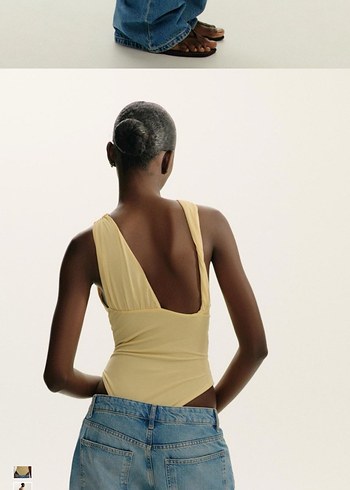Sarı Askılı Straplez Fit Bluz - Görsel 3