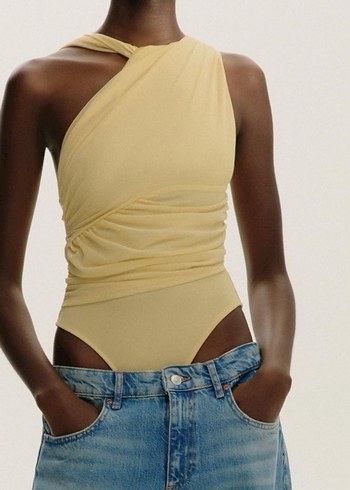 Sarı Askılı Straplez Fit Bluz - Görsel 2