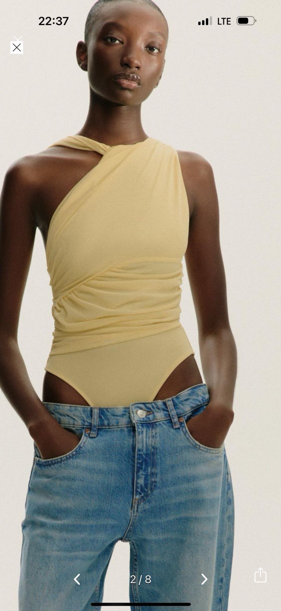 Sarı Askılı Straplez Fit Bluz - Görsel 2