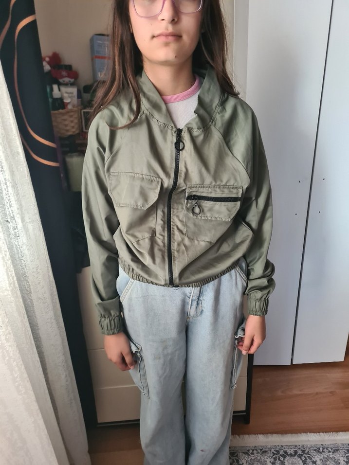 Beli Kemerli Gri Denim Kadın Ceket - Görsel 2