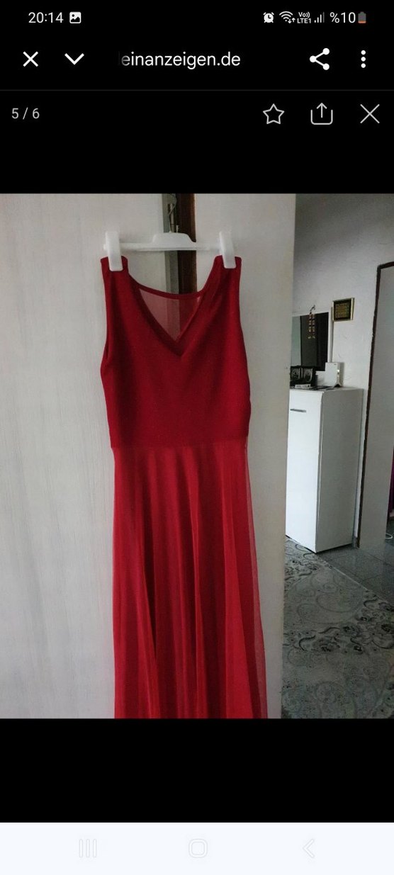 Kırmızı Dantel Detaylı Uzun Abiye Elbise - Görsel 3