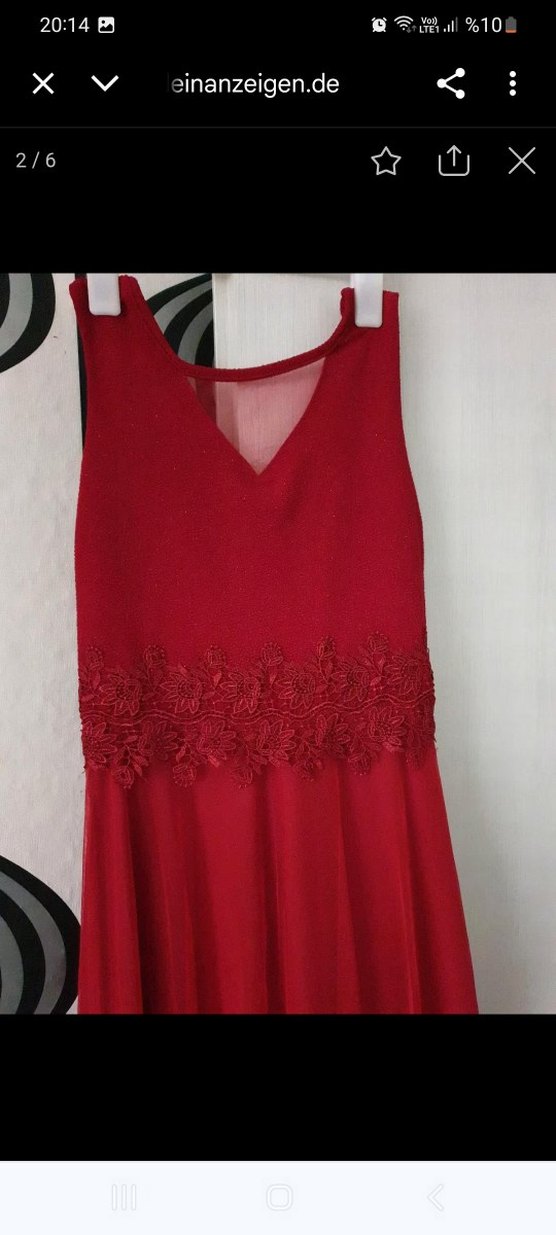 Kırmızı Dantel Detaylı Uzun Abiye Elbise - Görsel 5