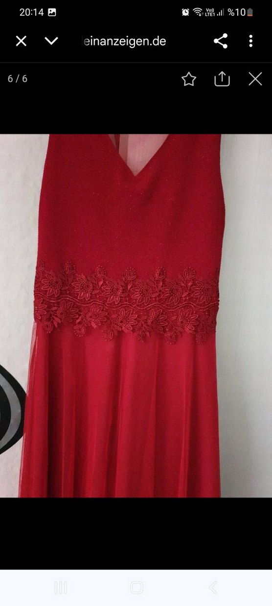 Kırmızı Dantel Detaylı Uzun Abiye Elbise - Görsel 4