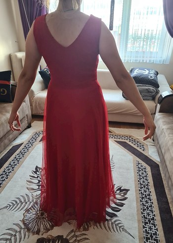 Dantel Detaylı Pembe V Yakalı Midi Elbise - Görsel 6