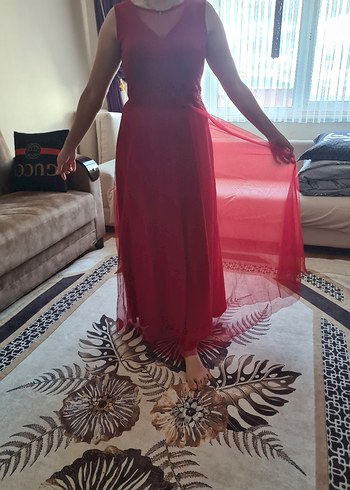 Dantel Detaylı Pembe V Yakalı Midi Elbise - Görsel 4