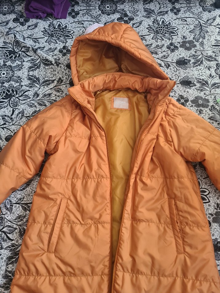 Sarı Kapüşonlu Uzun Kışlık Mont - Görsel 4