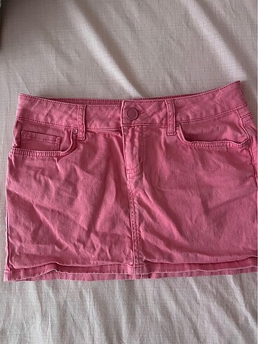 kadın pembe kot etek y2k