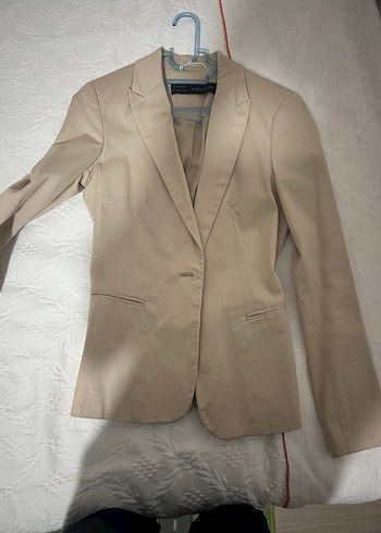 Zara Bej Tek Dugmeli Blazer Ceket