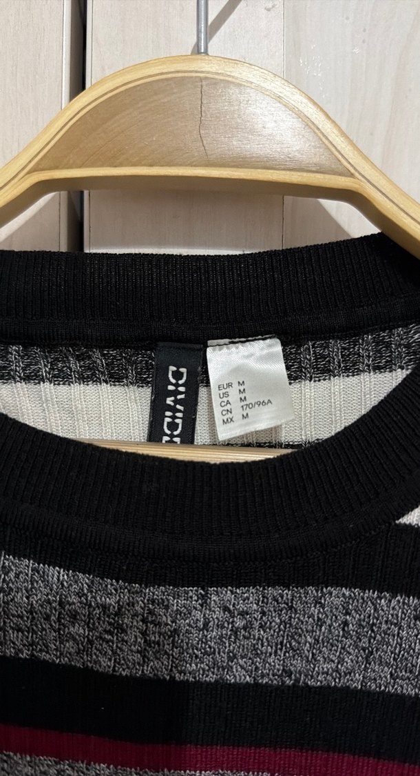 Çizgili Gri Triko Kadın Kazak - Görsel 3