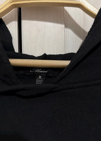 Siyah Kapüşonlu Kadın Sweatshirt - Görsel 2