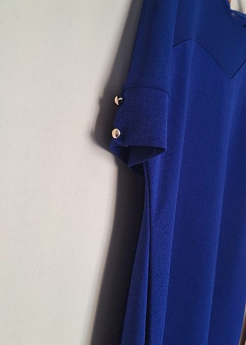 Kadın Mavi Midi Drapeli Elbise - Görsel 2