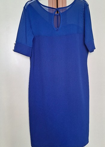 Kadın Mavi Midi Drapeli Elbise - Görsel 3