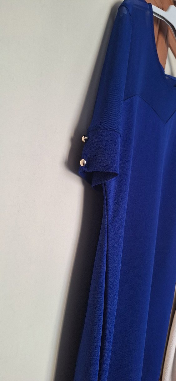 Kadın Mavi Midi Drapeli Elbise - Görsel 2